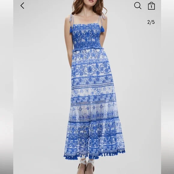 chinese dress ladies Alice + Olivia Kia Off the Shoulder Tiered Maxi Dress in Mineral Blue main image 0